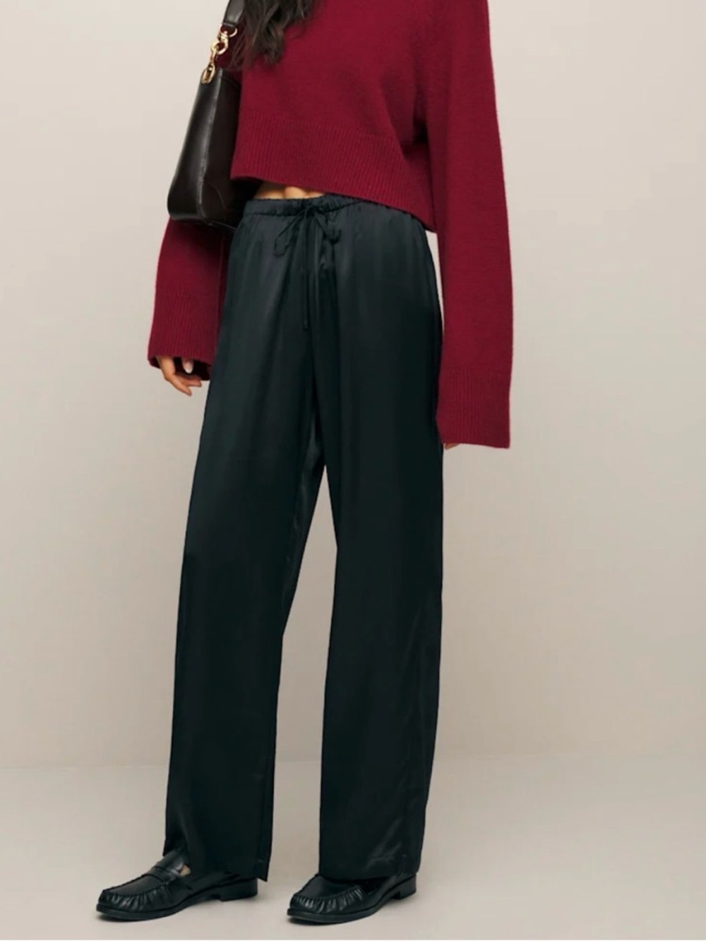 Reformation Olina Silk Pant in Black - Size XL